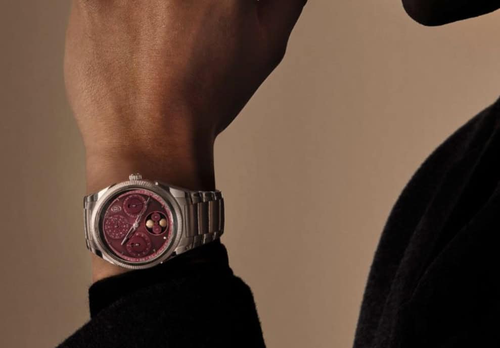 hand wearing Parmigiani Tonda PF Xiali Chinese Calendar