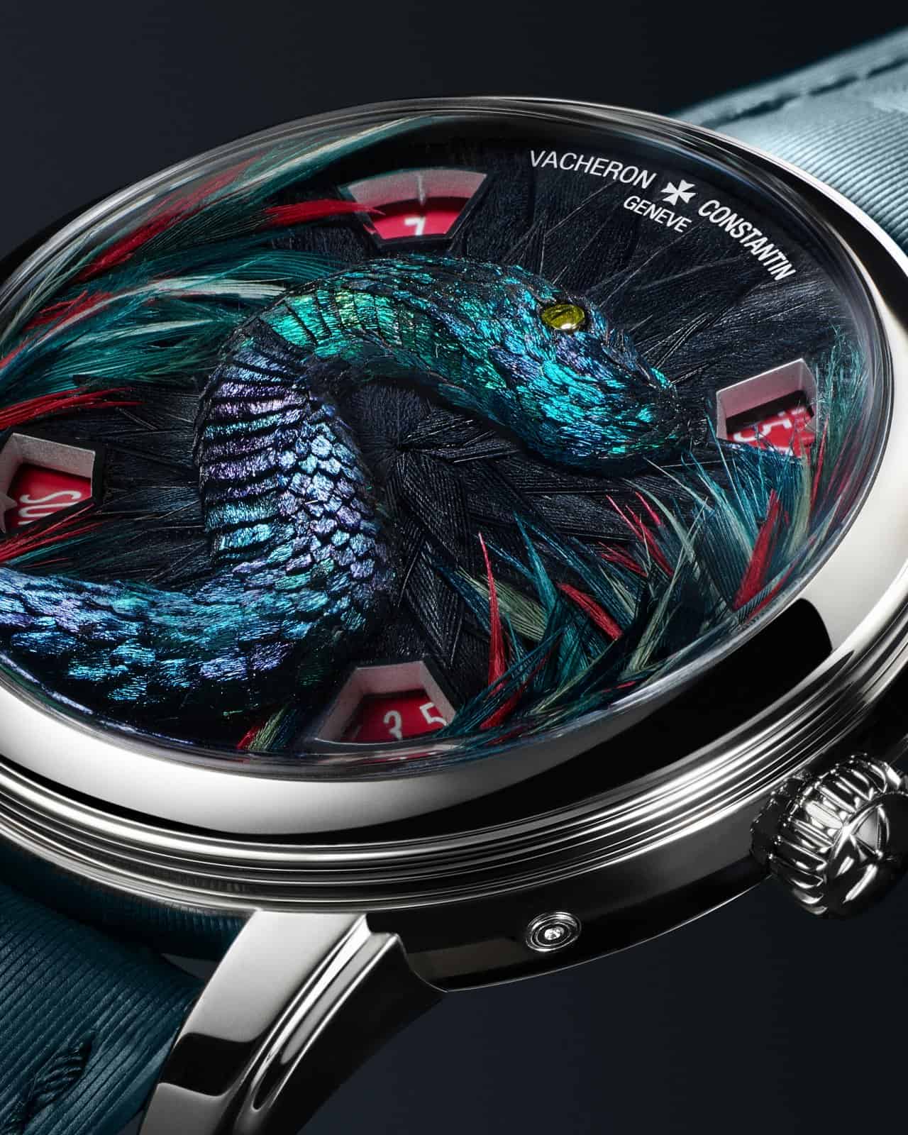 Vacheron Constantin Metiers d Art Tribute to the Animal Kingdom Feathersnake dial in micro-plumasserie by Julien Vermeulen