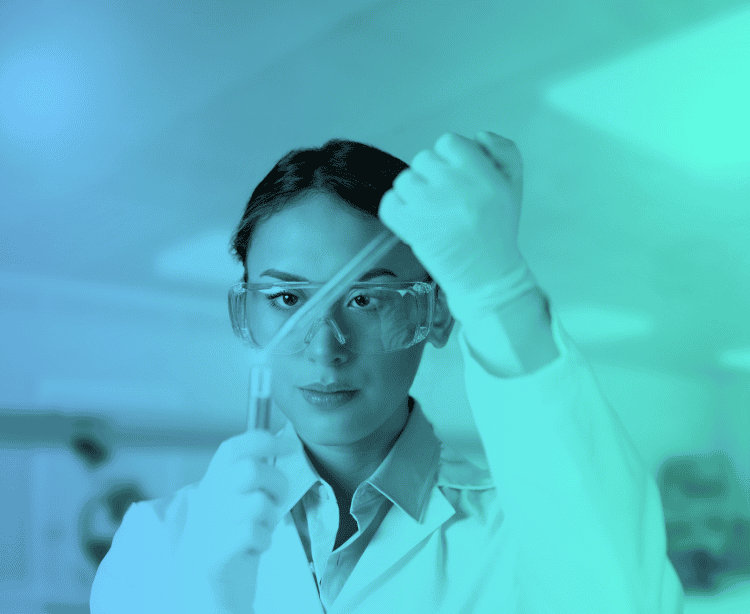 Image of a technician working in a biotechnology lab