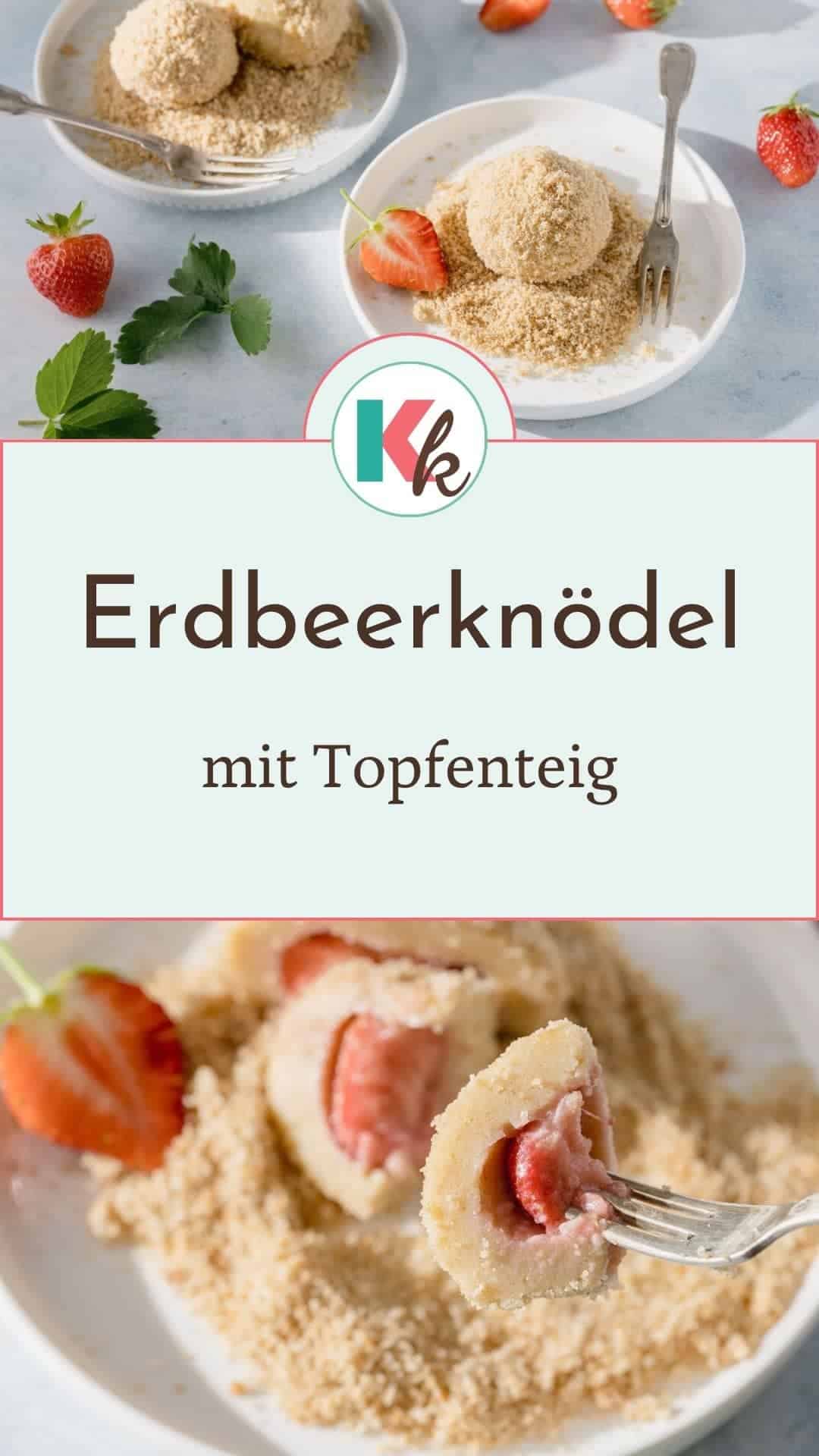 Erdbeerknödel mit Topfenteig - eine Grafik zum Pinnen