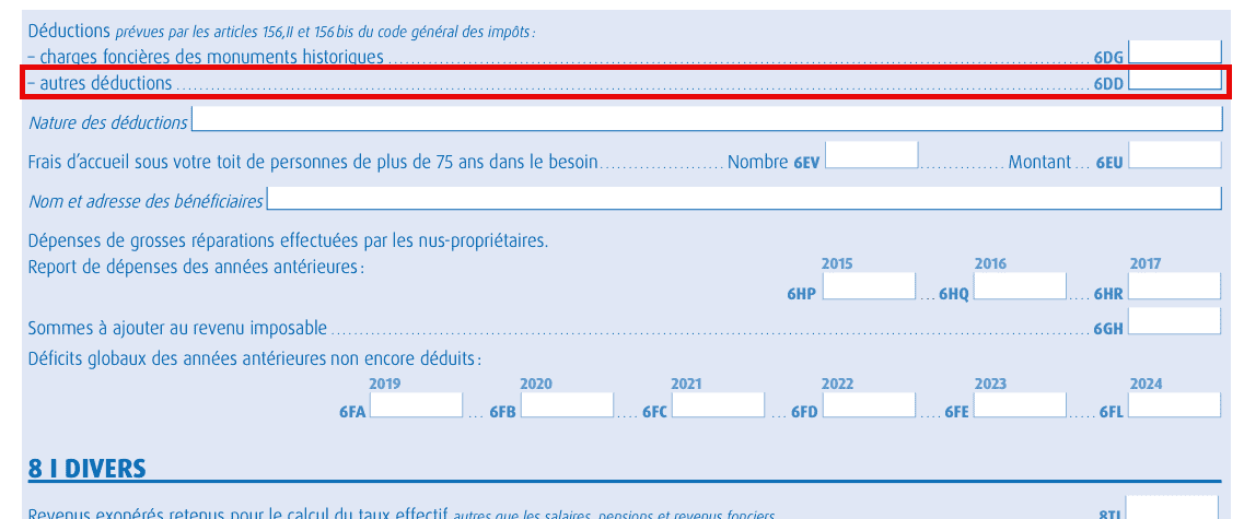 Case 6DD du formulaire de déclaration des revenus