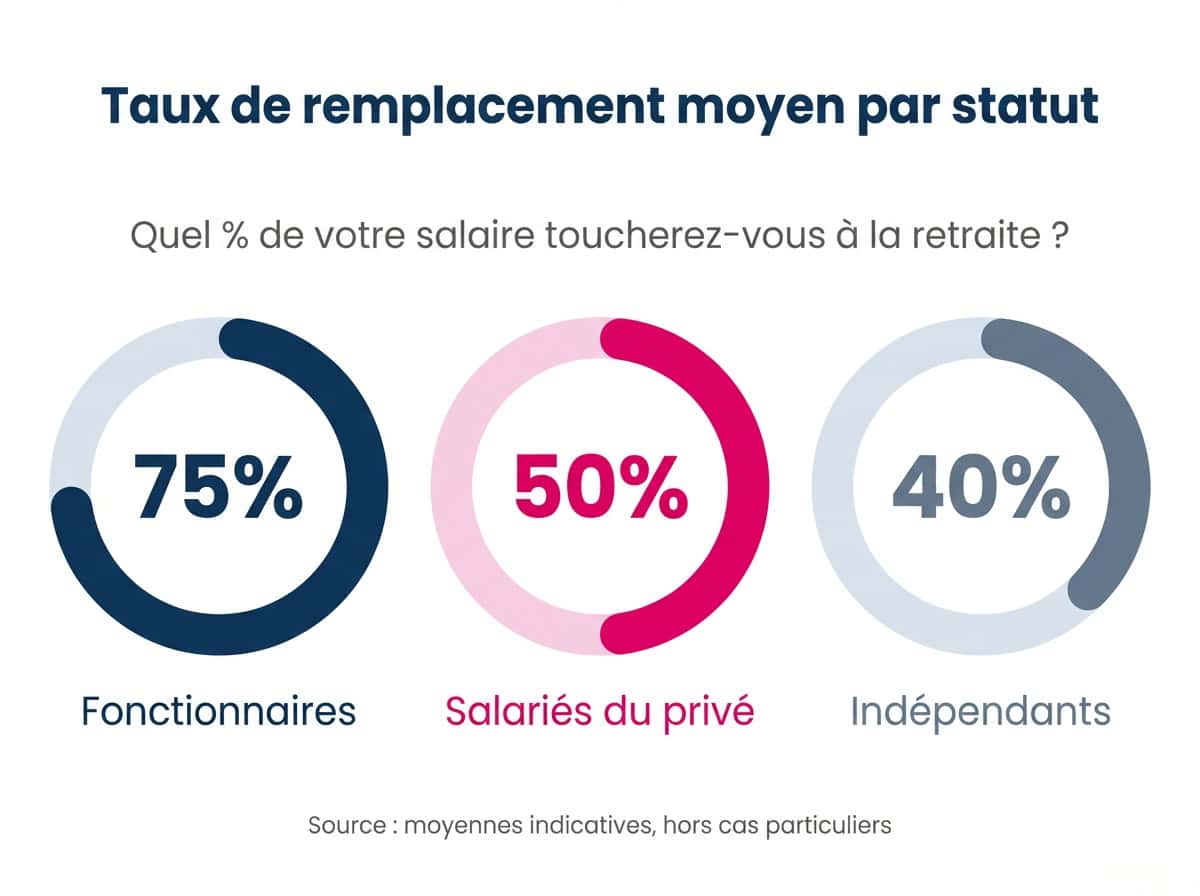 Taux de remplacement moyen par statut