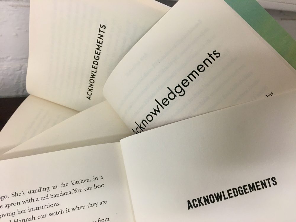 Author acknowledgements pages of three books