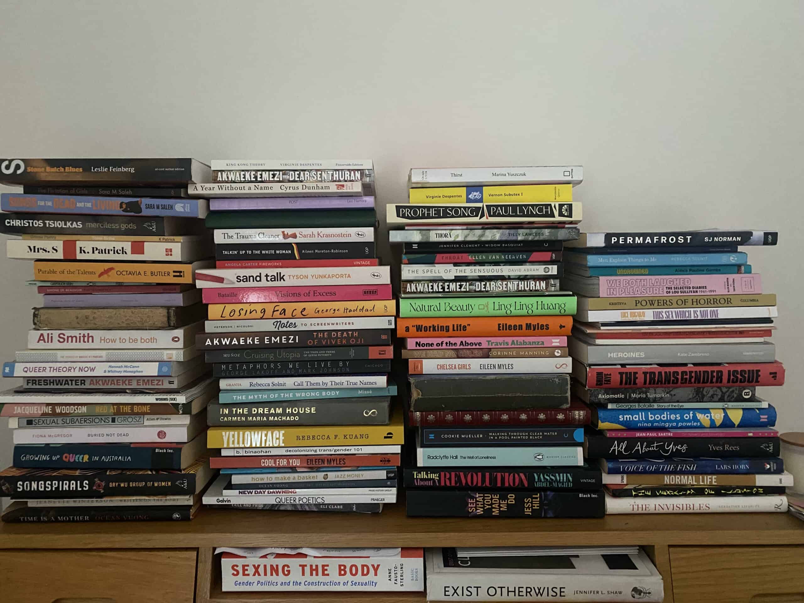 Stacks of books.