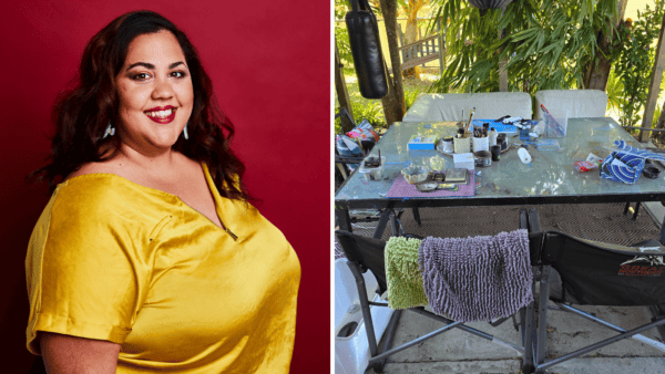 Left: Steph Tisdell. Right: Steph's desk.
