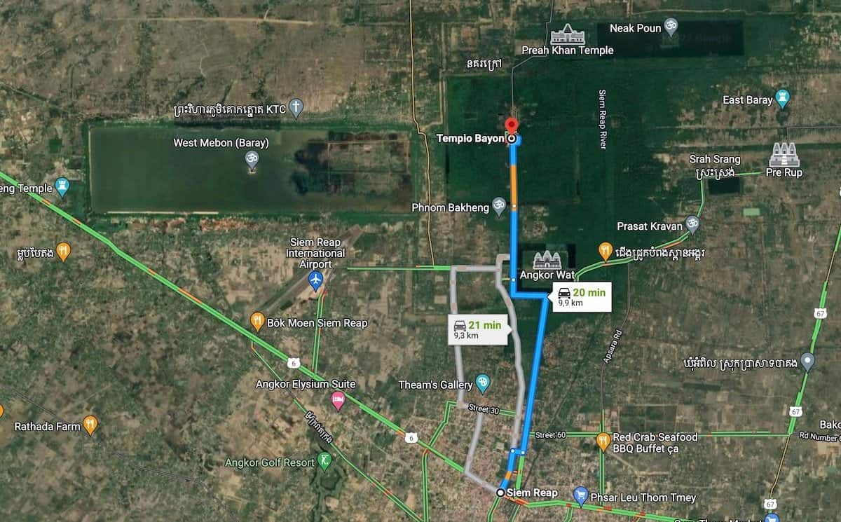 Mappa Della Citta Fortificata Di Angkor Thom E Del Tempio Bayon