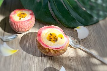 une mousse fruits de la passion acidulée et aérée