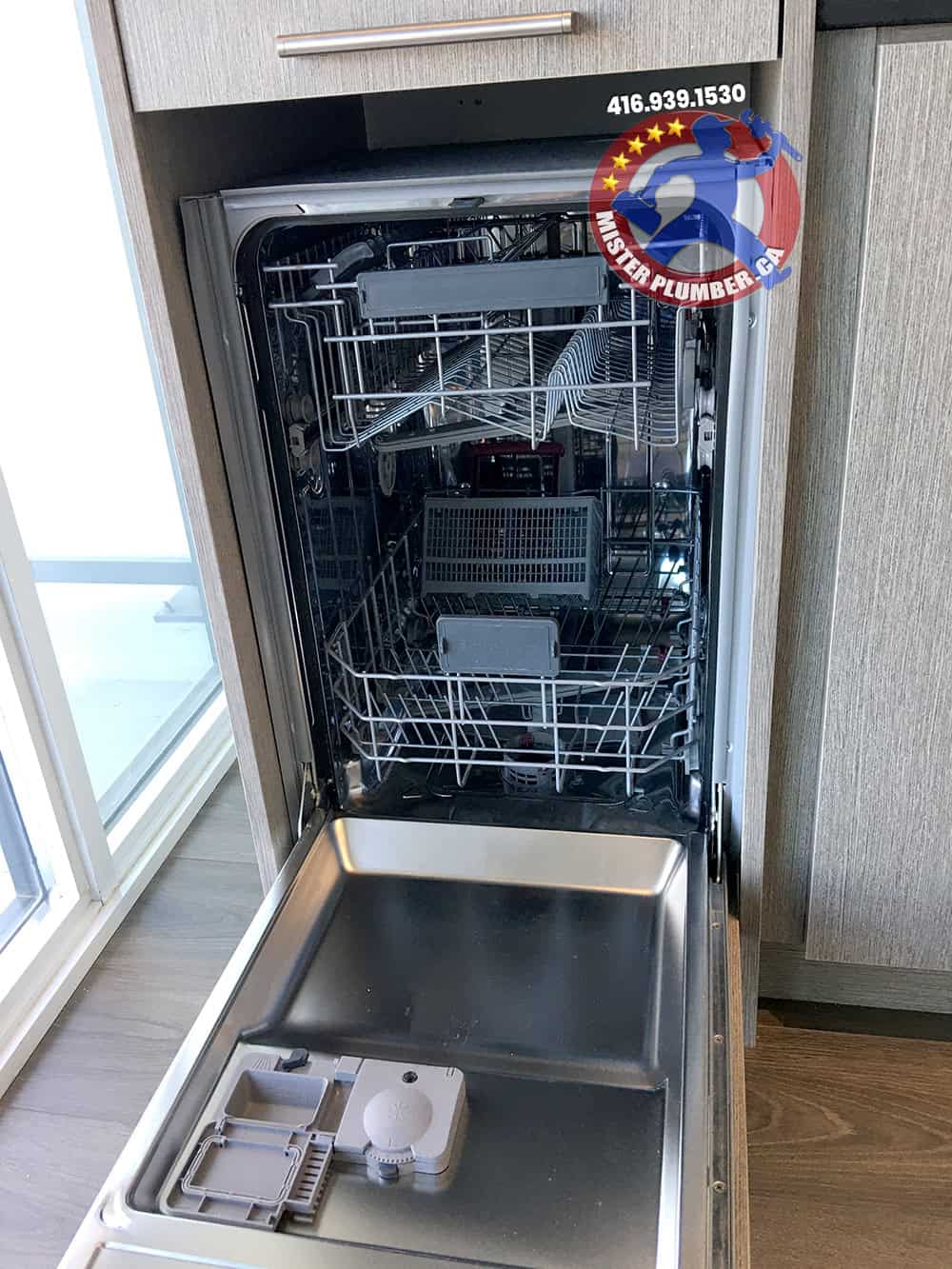 Dishwasher installation in Toronto condo by licensed plumbers
