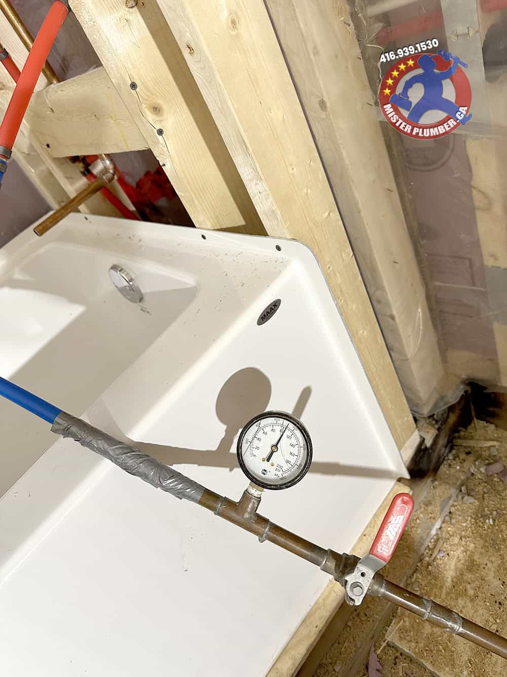 Pressure test for plumbing inspection by plumbers