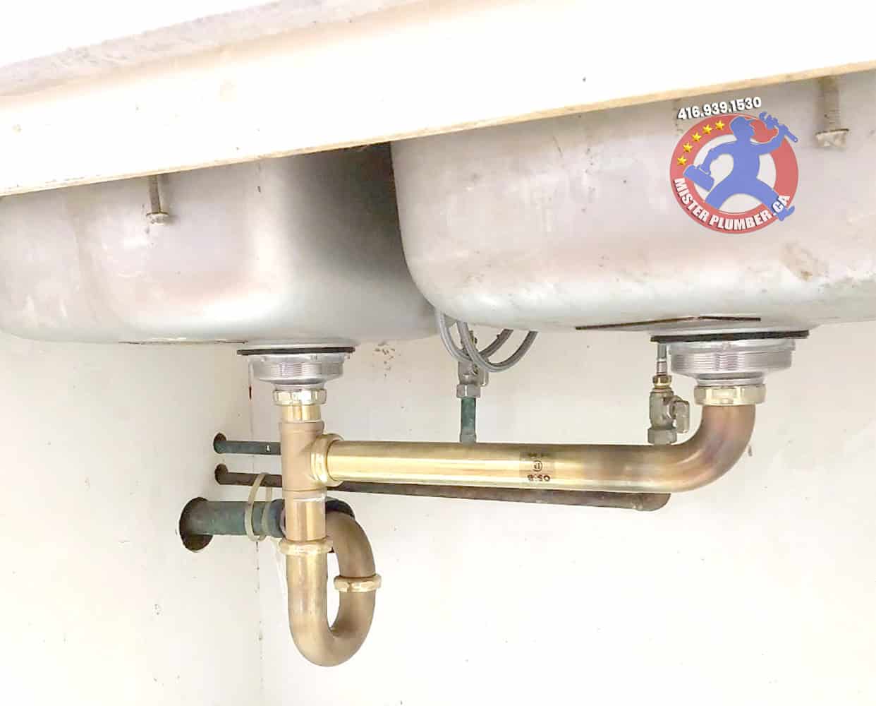 Brass kitchen drain replacement
