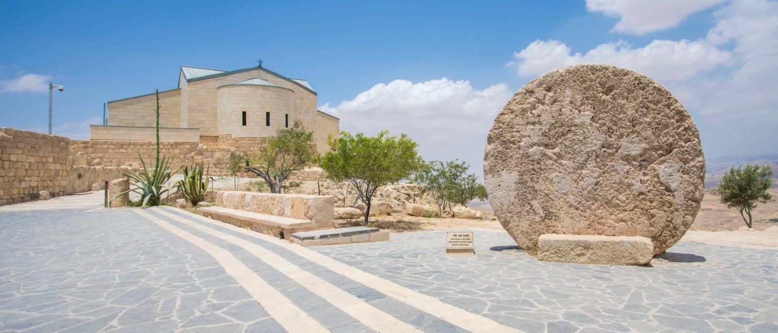 View over Madaba’s St. George’s Church interior with the ancient mosaic map on the floor