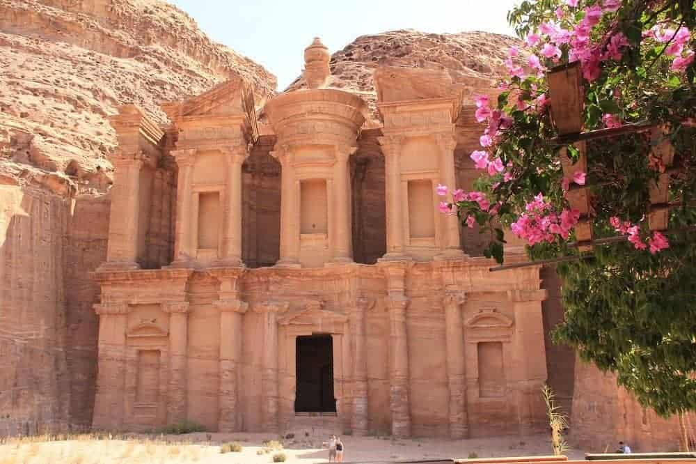 Rocky cliffs and traditional stone houses in the Dana Nature Reserve, Jordan