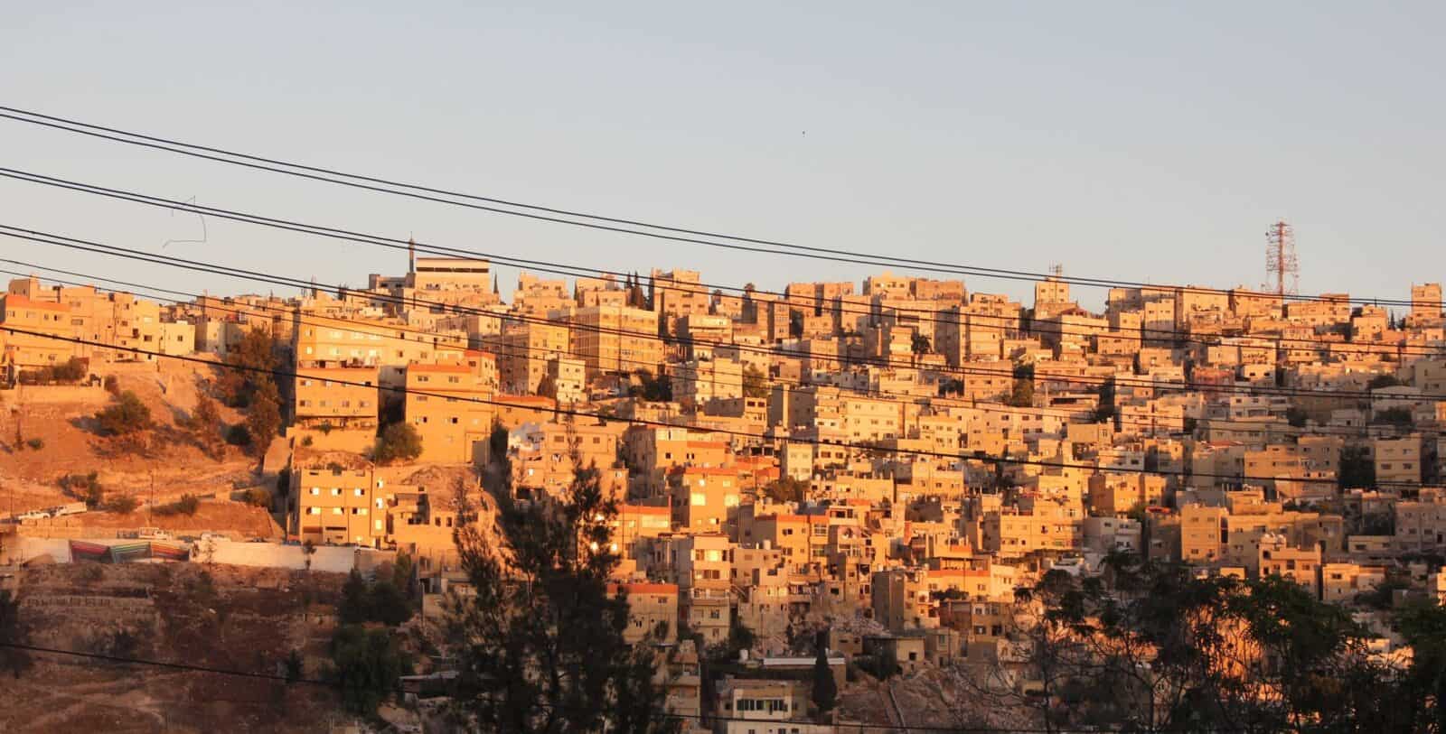 Ancient Byzantine mosaic floor map of the Holy Land in Madaba, Jordan