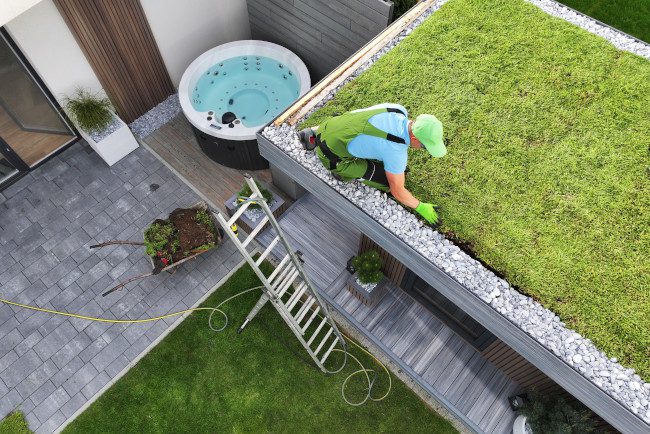 Green roofing materials encompass vegetation.