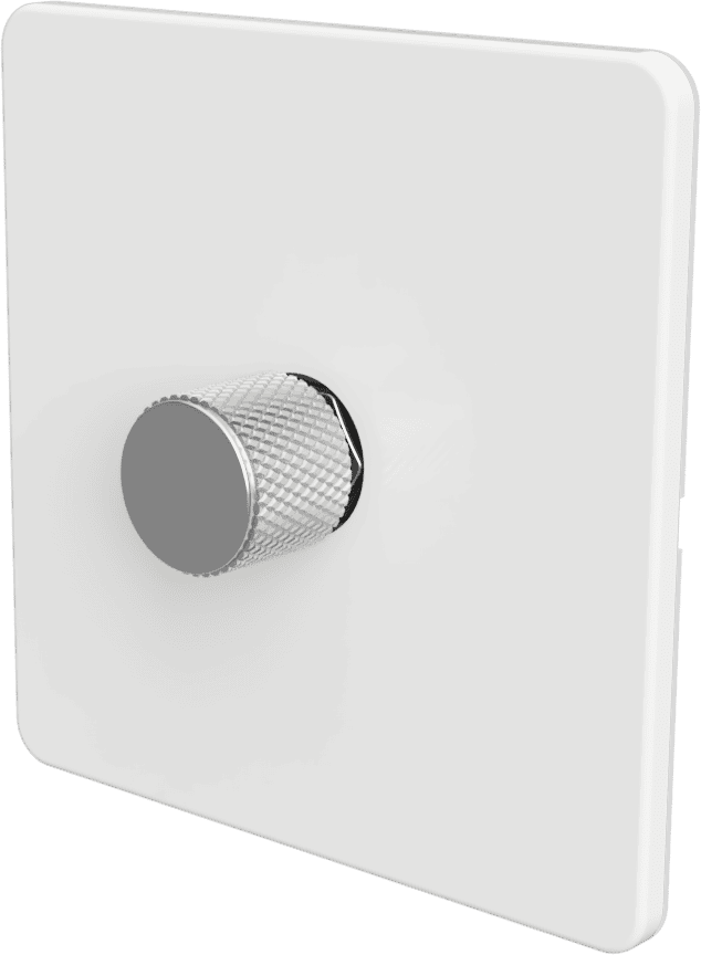 Samotech SM323 Zigbee dimmer – 1-gang white plate with silver knob, UK rotary wall dimmer Samotech SM323 Zigbee dimmer – 1-gang white plate with silver knob, UK rotary wall dimmer