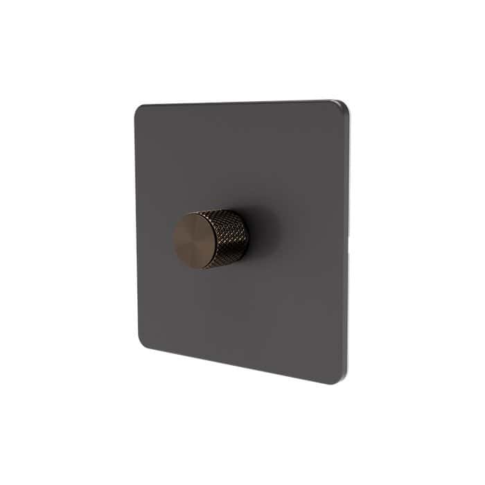 Samotech 2-way rotary dimmer switch, grey plate, antique brass knob, 1-gang