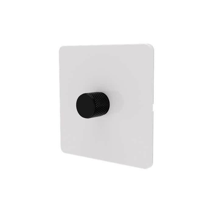 Samotech 2-way rotary dimmer switch, white plate, black knob, 1-gang