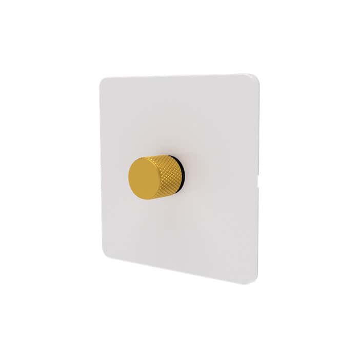 Samotech 2-way rotary dimmer switch, white plate, gold knob, 1-gang