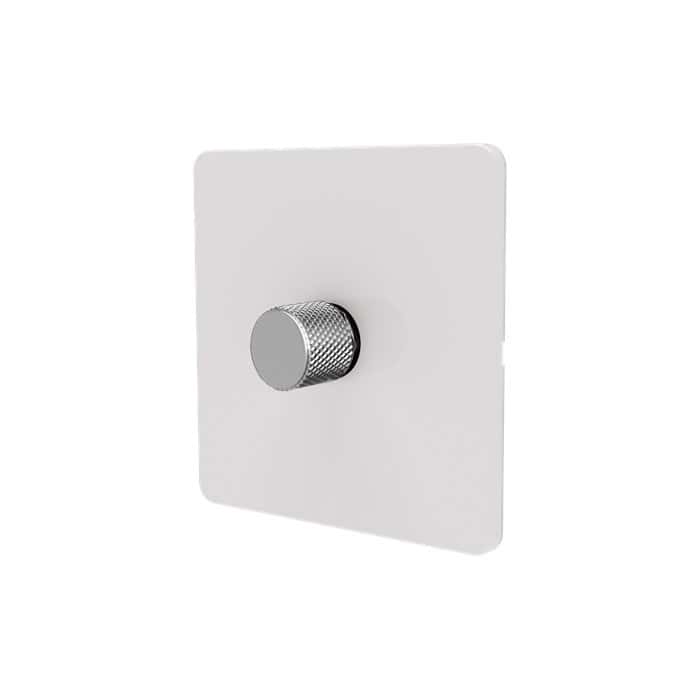 Samotech 2-way rotary dimmer switch, white plate, silver knob, 1-gang