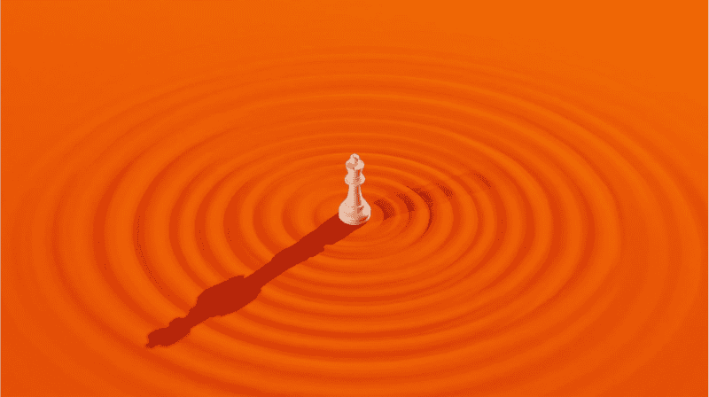 The consequence mindset concept showing a chess king creating ripple effects symbolizing how leadership decisions create wider consequences.