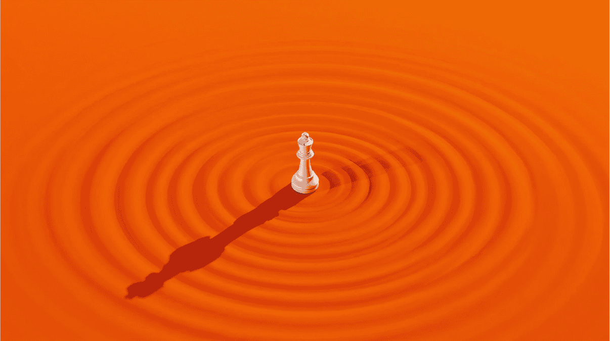 The consequence mindset concept showing a chess king creating ripple effects symbolizing how leadership decisions create wider consequences.