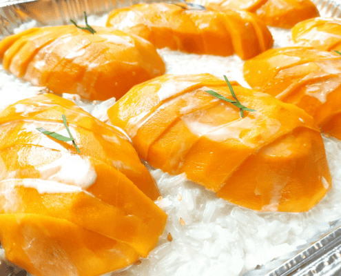 Mango kleefrijst en kokos
