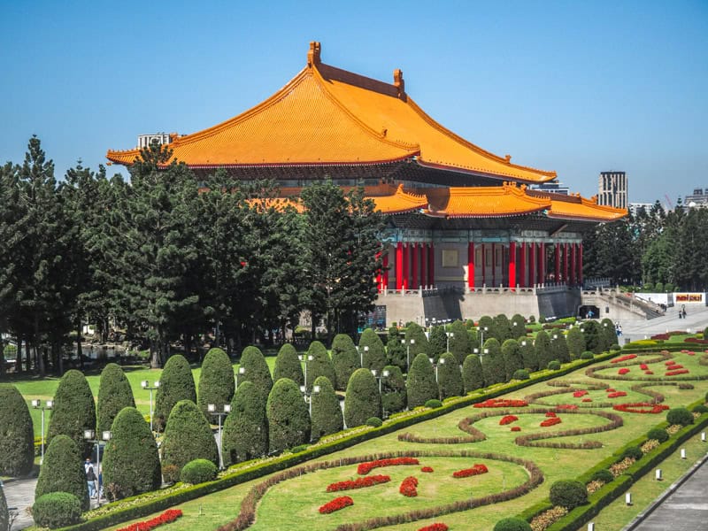 National Theater with a long manicured lawn in front of it