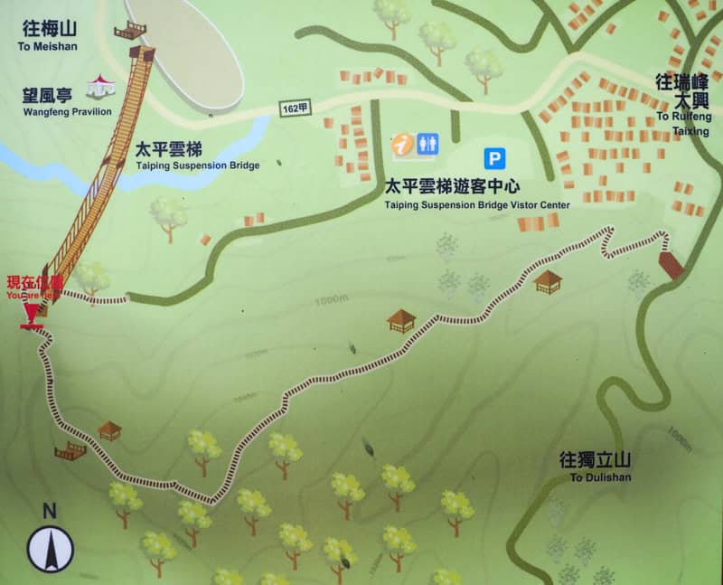 Map of Taiping Bridge and Yunzhinandao Trail