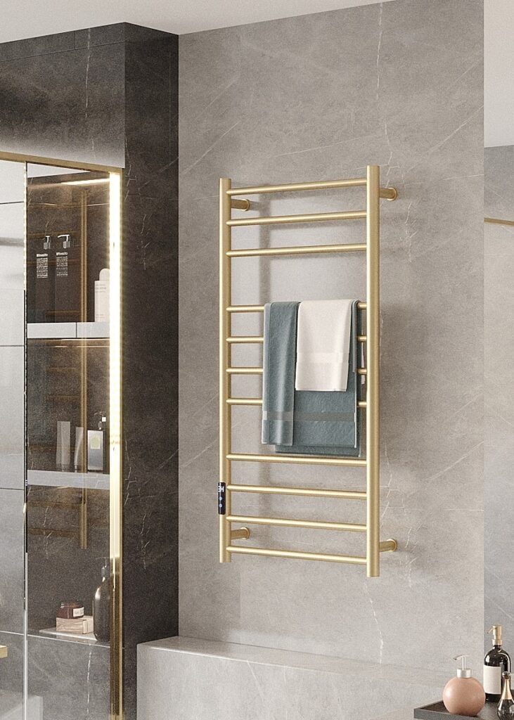 Elektra Round Elektrisk Håndklædetørrer - Børstet Messing