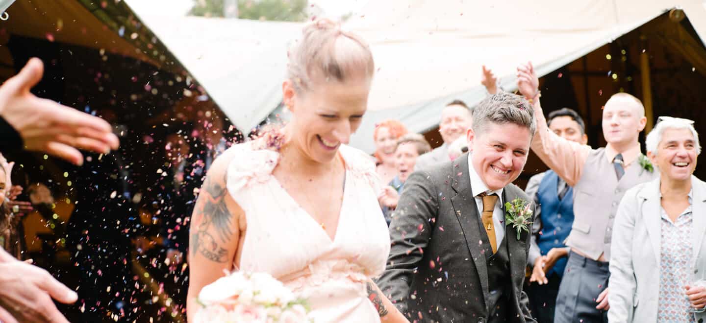 Jamie And Jessica Lesbian Wedding Under Shower Of Confetti Photograph By Lea Attentive Via Gay Wedding Guide 6