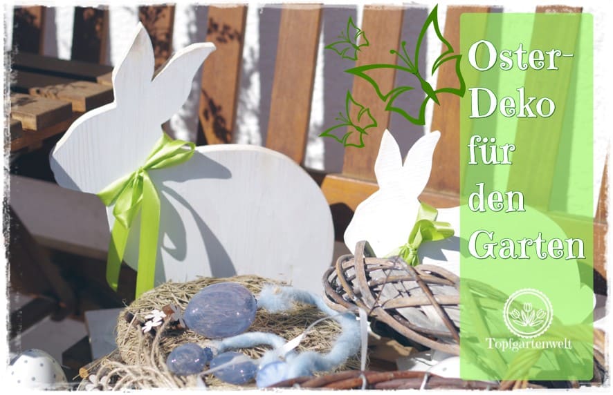 Gartenblog Topfgartenwelt Osterdeko: natürliche, moderne Dekoration für den Garten mit Hasen, Eiern, Bellis und Hornveilchen