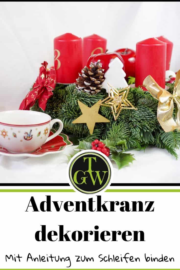 Adventkranz Schleife binden - Pinterest - Blog Topfgartenwelt