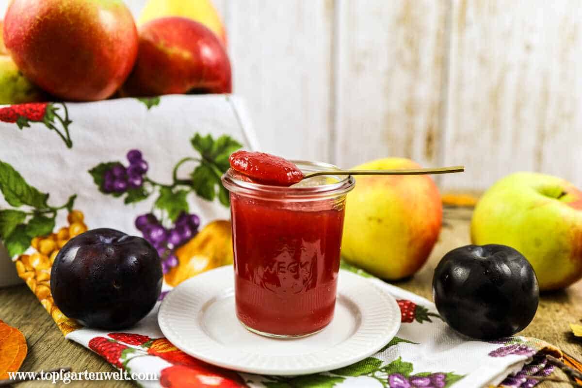 Apfel-Pflaumen-Marmelade optional mit Zimt | alternativ Apfel-Zwetschgen-Marmelade - Foodblog Topfgartenwelt