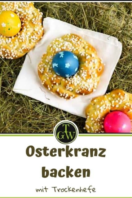 Flaumiger Osterkranz aus Germteig für bunte Eier