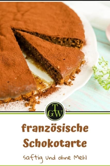 Einfache, französische Schokotarte mit Mandeln