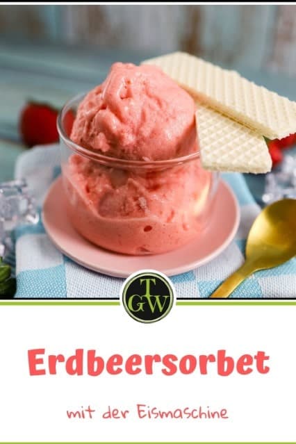 Erdbeersorbet mit der Eismaschine selber machen ohne Ei