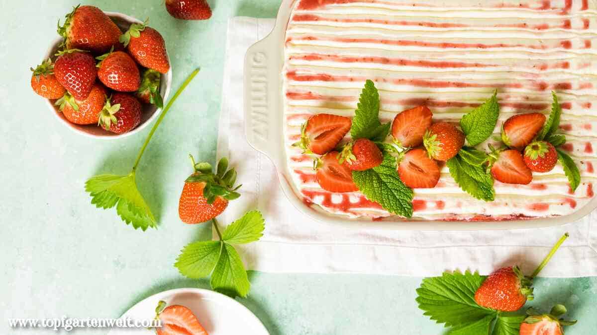 italienisches Erdbeer-Tiramisu mit Mascarpone und Sahne ohne Ei, perfekt für Kinder - Foodblog Topfgartenwelt
