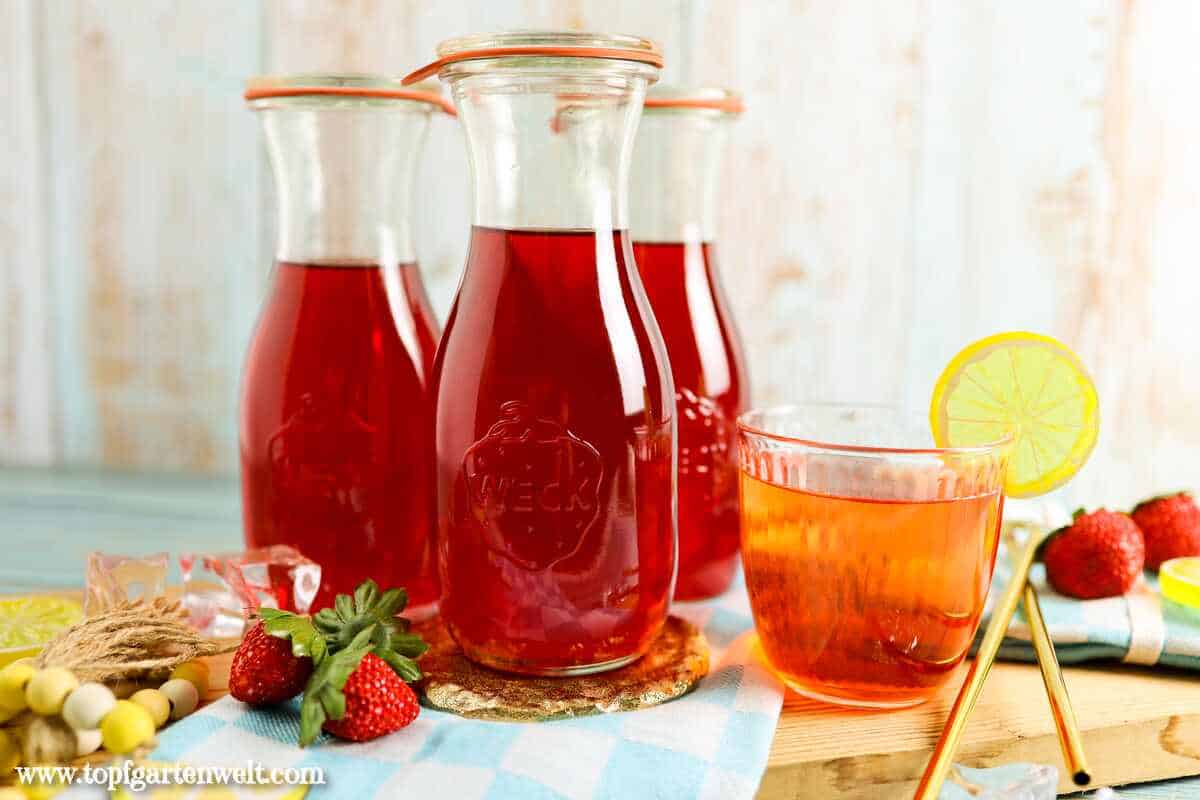 Erdbeersirup selber machen und einkochen - Foodblog Topfgartenwelt