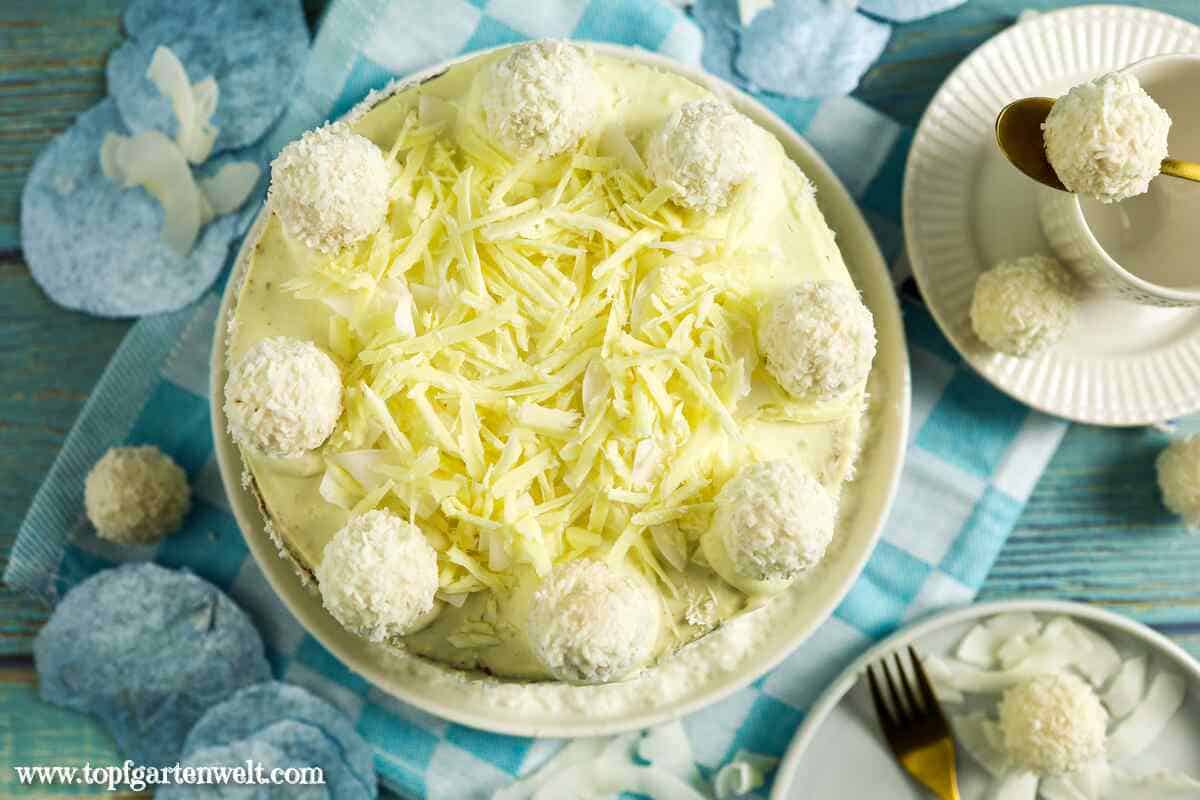 Raffaello-Torte mit weißer Schokolade ohne Gelatine - Foodblog Topfgartenwelt