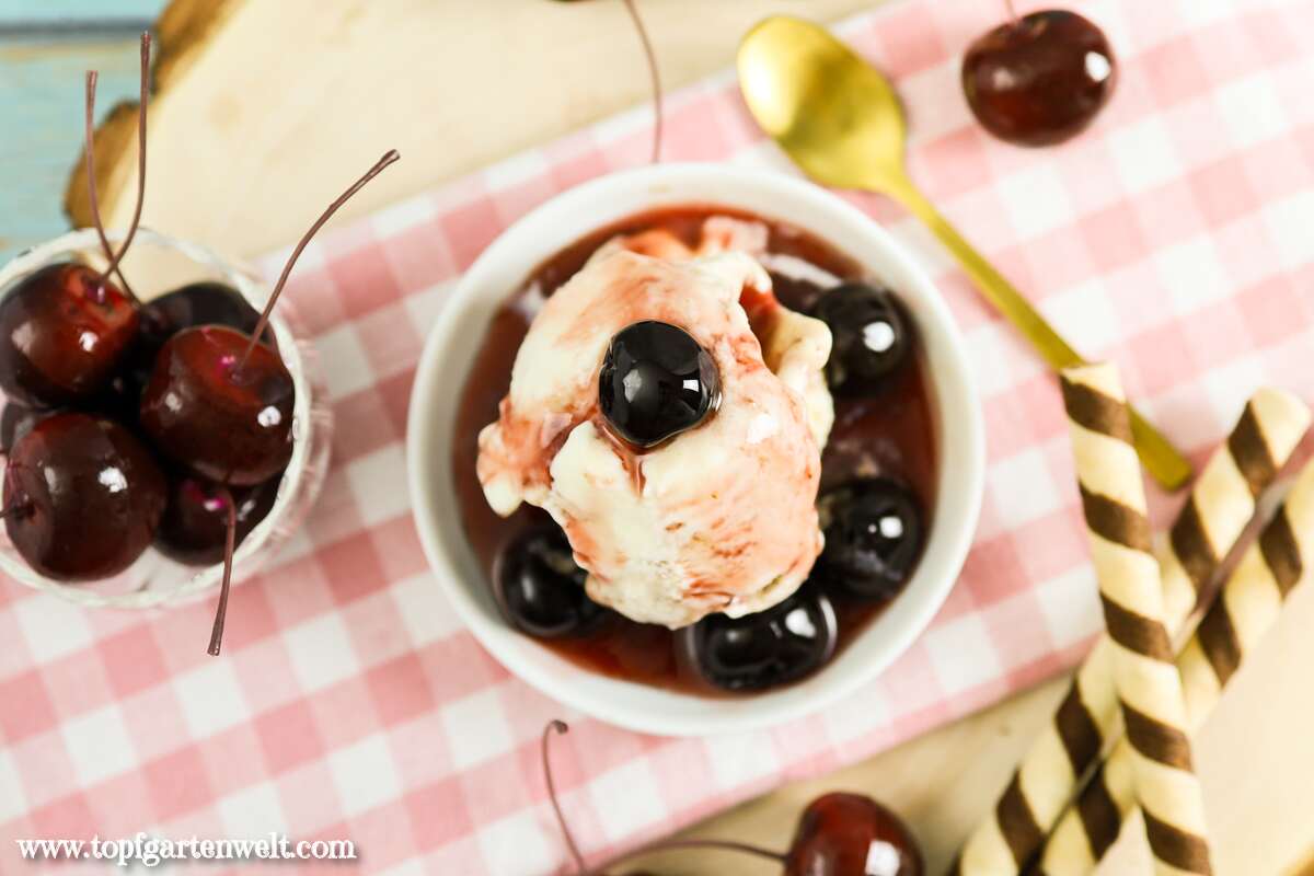 Amarena Eis selber machen mit Eismaschine - Foodblog Topfgartenwelt