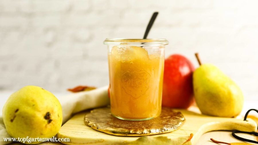 Apfel-Birnen Marmelade optional mit Zimt, Vanille oder Alkohol - Foodblog Topfgartenwelt