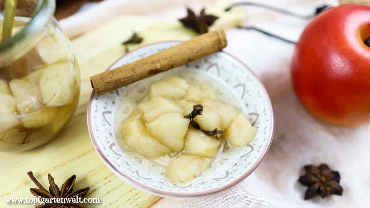 Omas Apfelkompott einkochen mit Zimt im Dampfgarer - Foodblog Topfgartenwelt