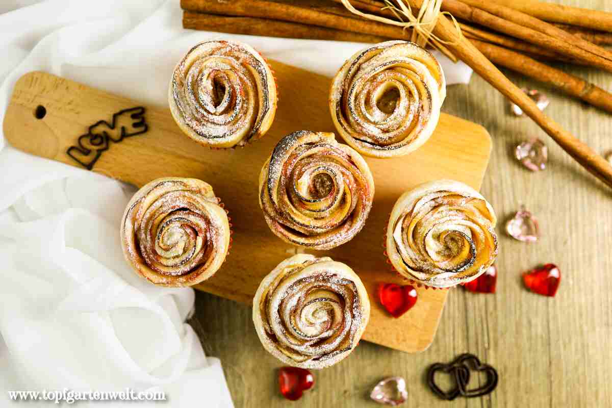 Apfelrosen Muffins mit Blätterteig - Foodblog Topfgartenwelt