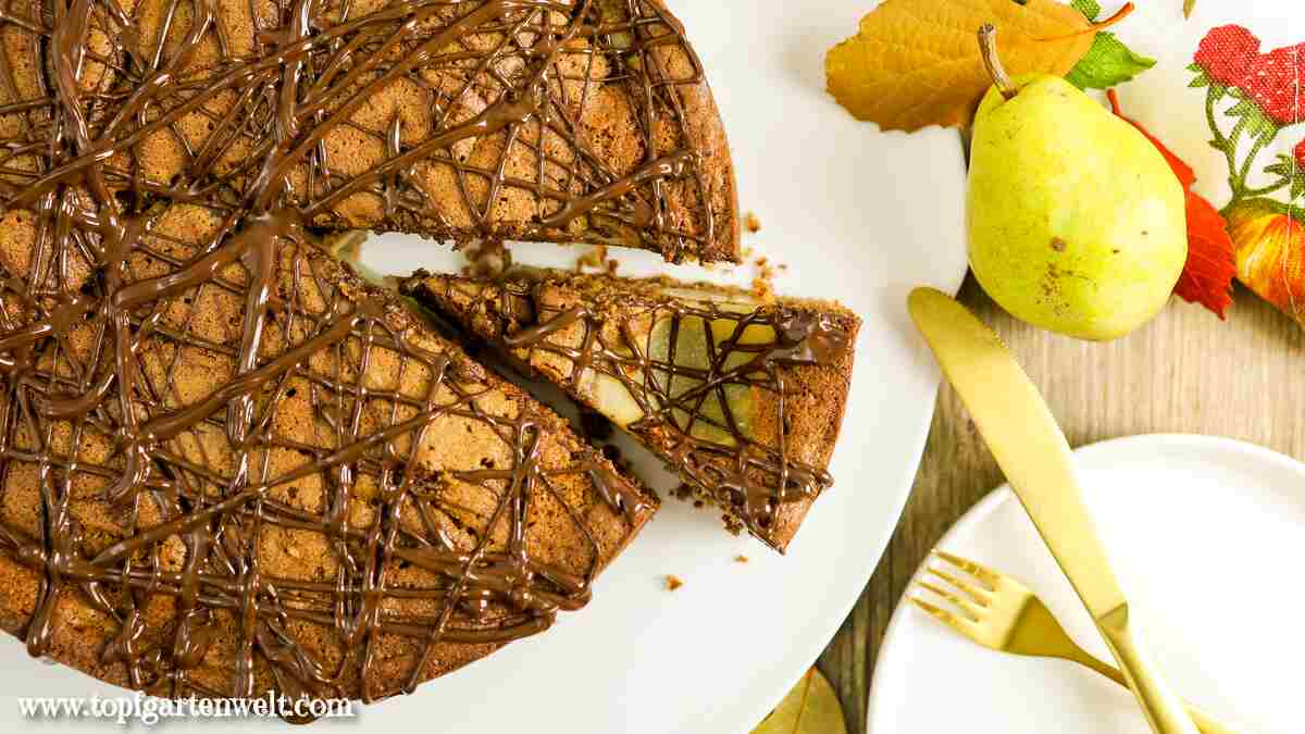 Omas Birnenkuchen mit frischen Birnen und Schoko - Foodblog Topfgartenwelt