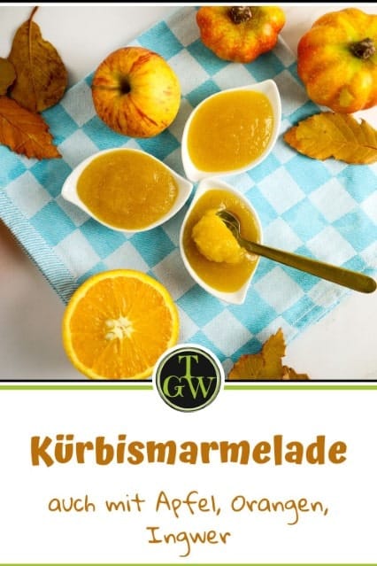Kürbismarmelade optional mit Apfel, Orangen, Ingwer oder pur
