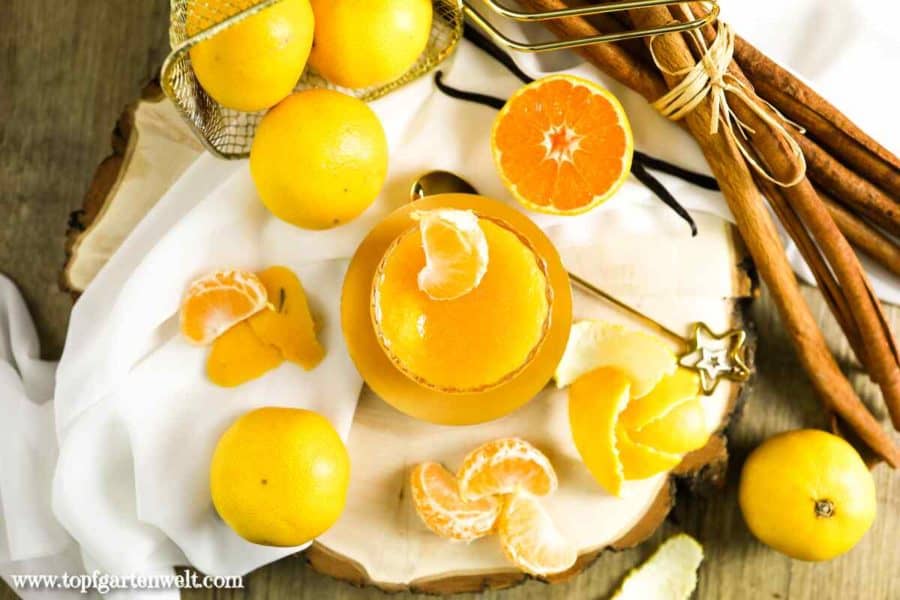 Mandarinen Marmelade selber machen, optional mit Schale oder weihnachtlichen Gewürzen - Foodblog Topfgartenwelt