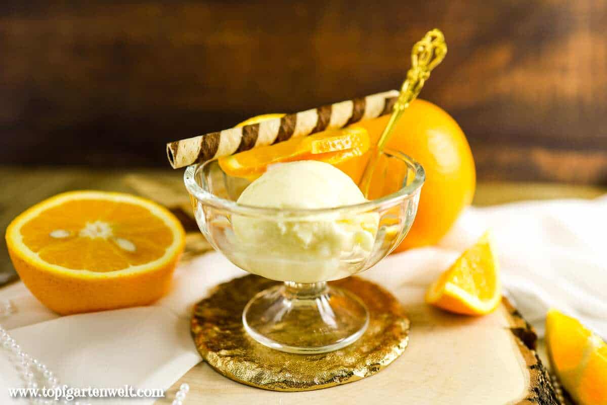 Orangeneis selber machen, cremig und mit der Eismaschine - Foodblog Topfgartenwelt