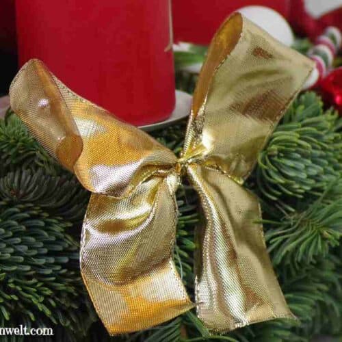 Schleifen binden für einen Adventkranz oder als Gartendeko für Blumentöpfe - Gartenblog Topfgartenwelt