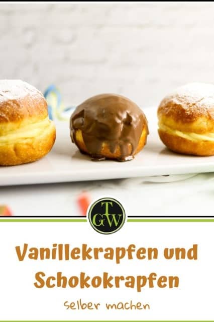 Vanillekrapfen, Schokokrapfen selber machen - Pinterest - Foodblog Topfgartenwelt
