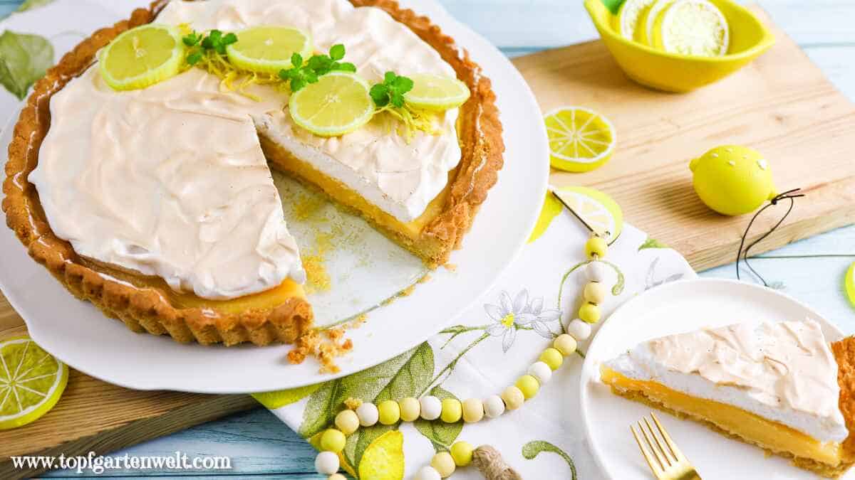 Zitronentarte mit Baiser und Zitronen-Sahne-Creme - Foodblog Topfgartenwelt